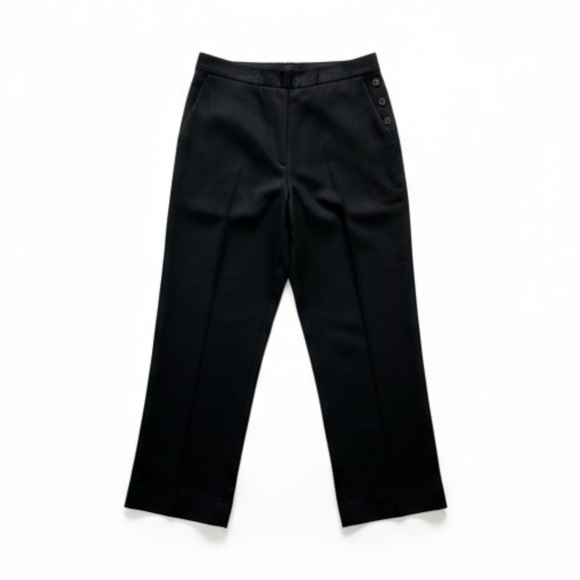 Ralph Lauren Black Label - Straight Leg Linen Black Pants w/ Button Detail - Picture 1 of 15